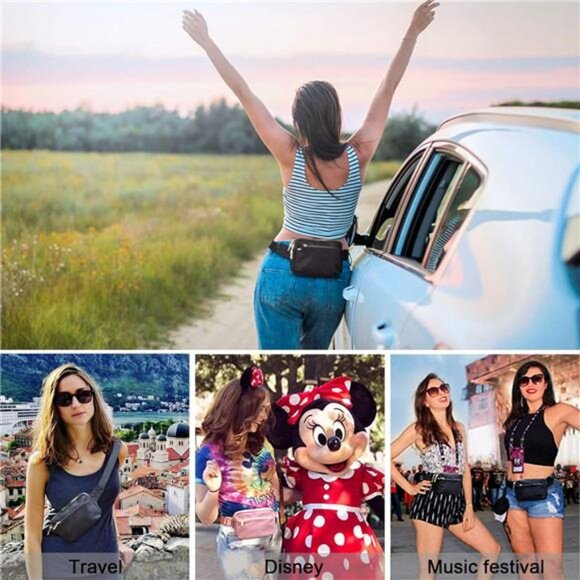 Leather Fanny Pack for Women Men: Crossbody Belt Bag with Adjustable Strap - Picture 6 of 7